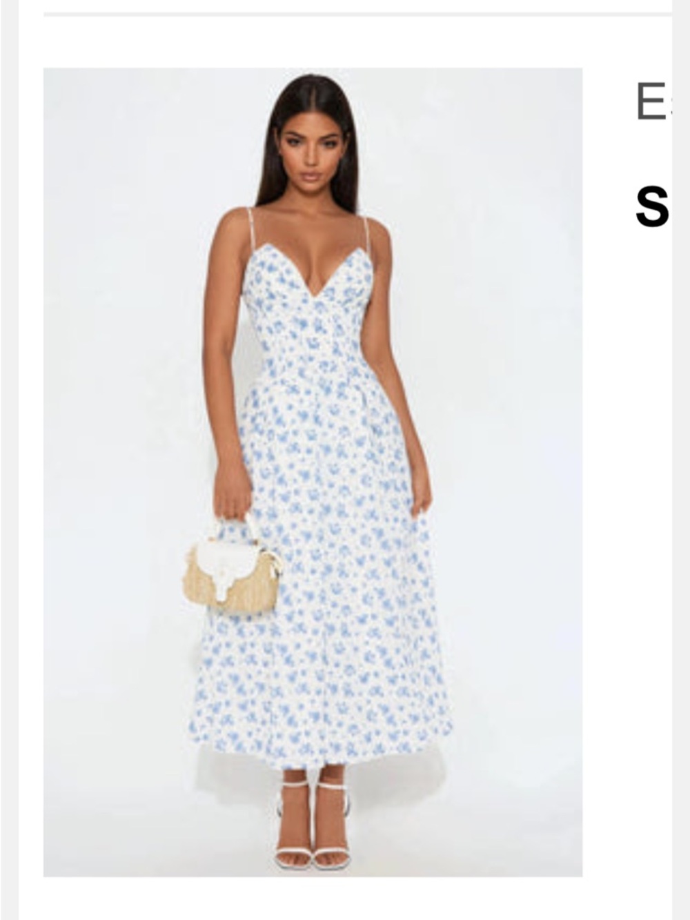 3X Fashion Nova Strapless Blue Floral Dress